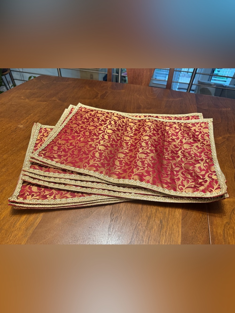 Set of 8 Indian Placemats with Decorative Trim
